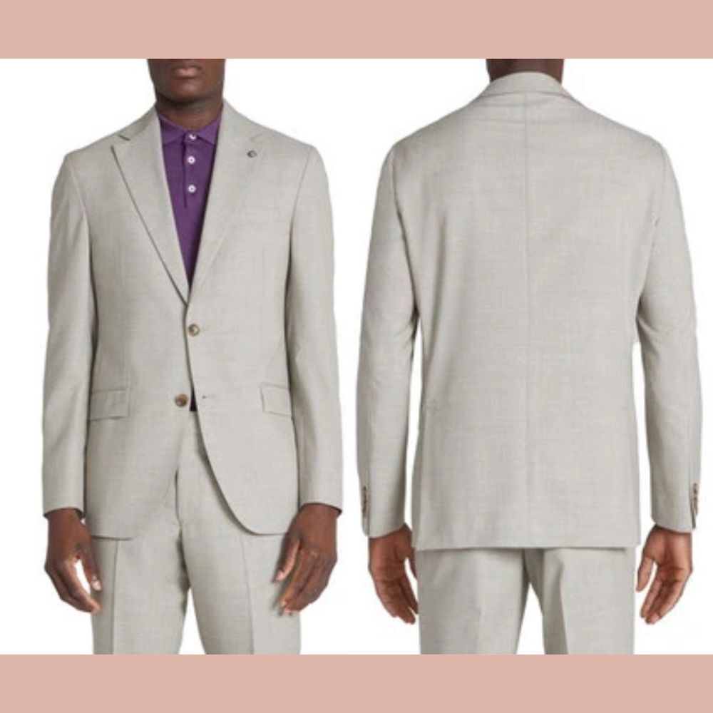NEW $978 JACK VICTOR [‎ 44L ] Midland Mélange Wool Jacket In Taupe